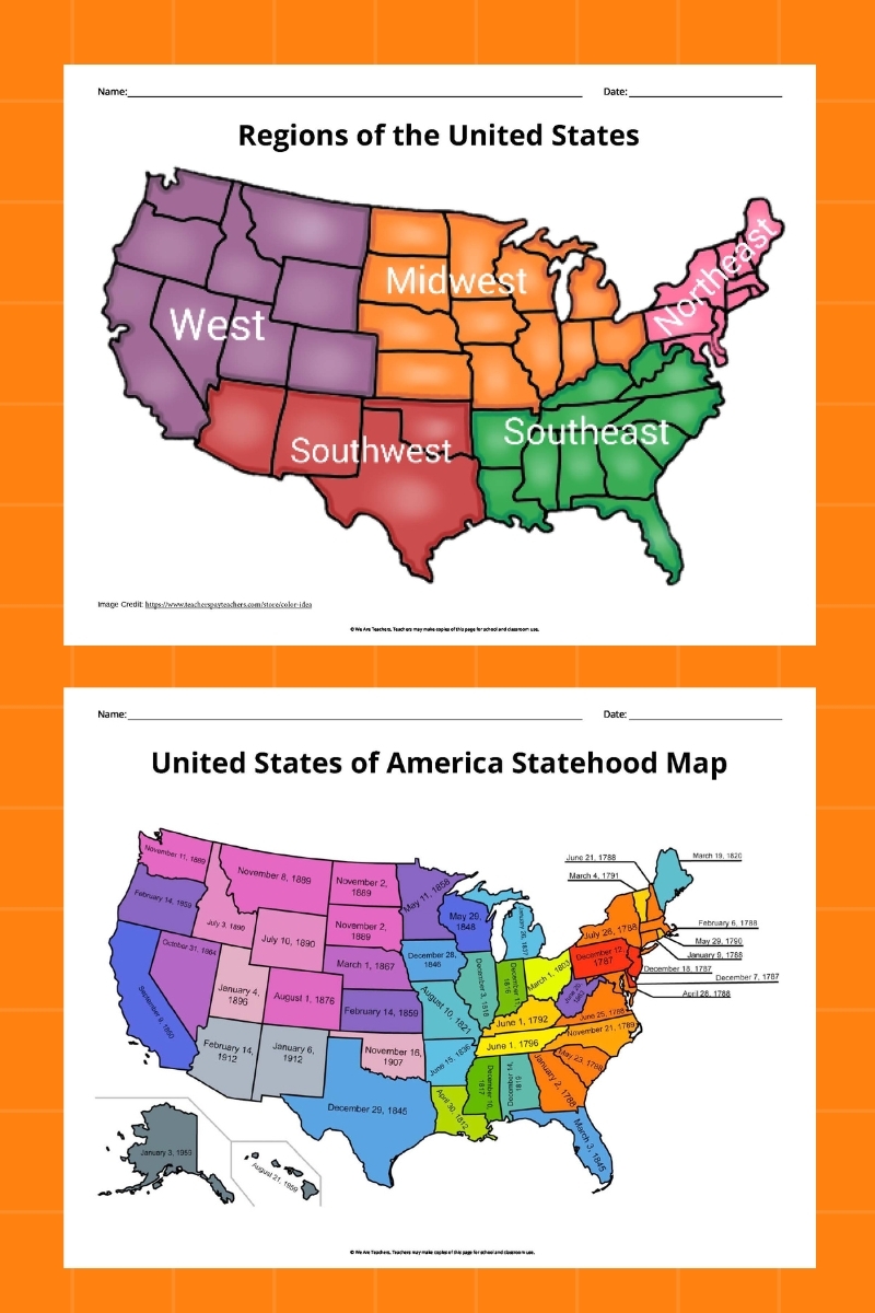 Regions Of The United States Printable Poster