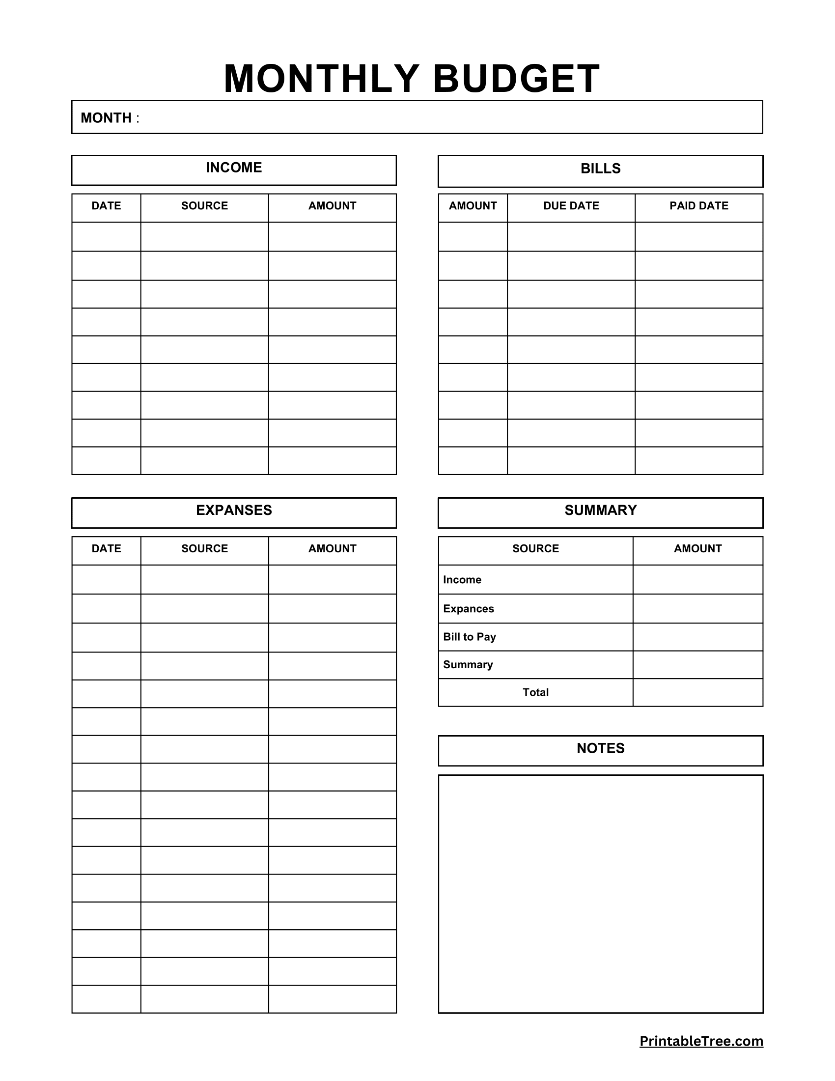 Budget Worksheets Printable Pdf