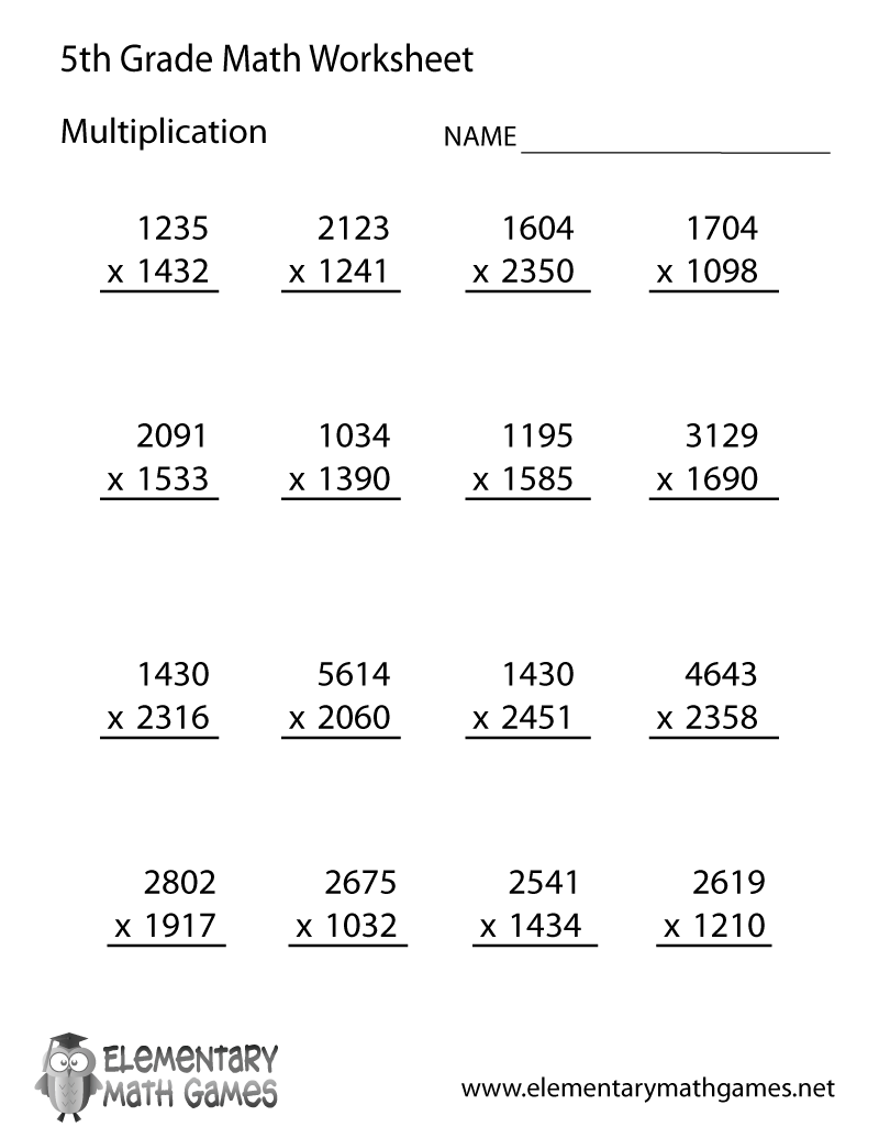5th Grade Multiplication Worksheets Printable