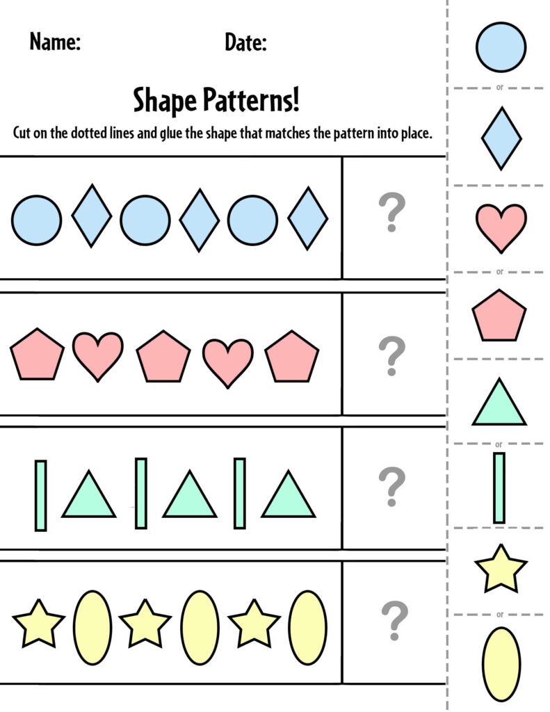 Free Printable Shape Pattern Worksheets