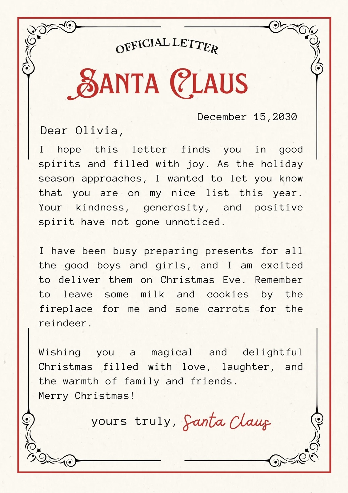 Free Santa Letter Printable Templates