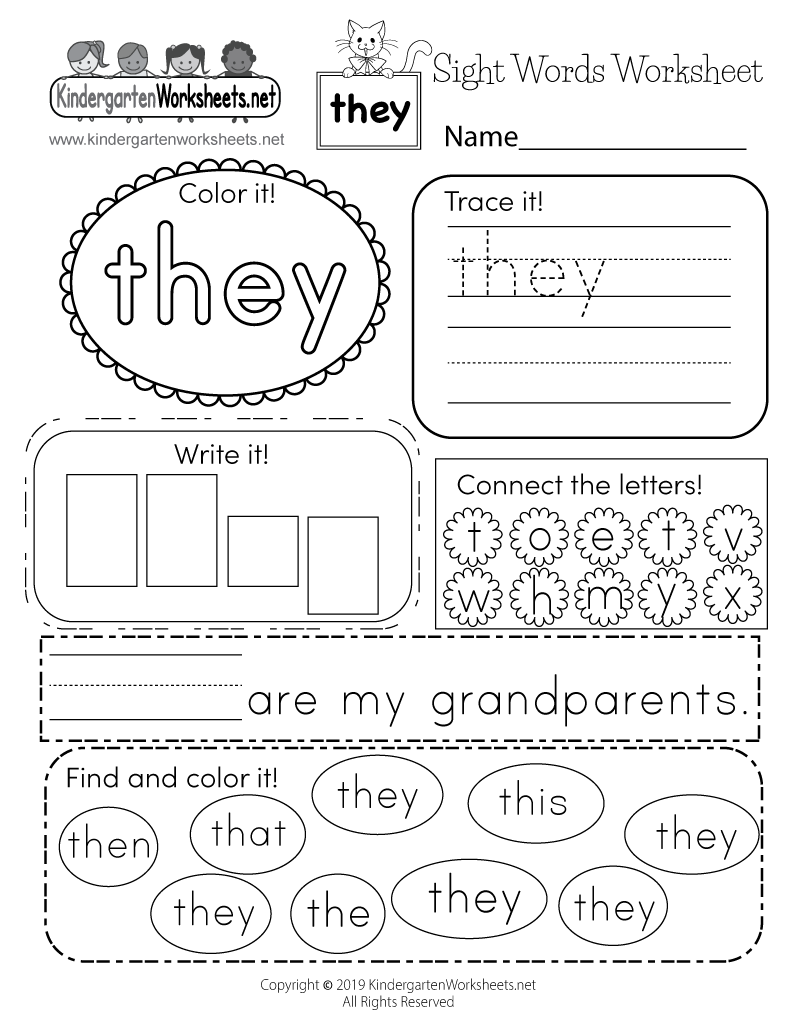 Free Printable Sight Word