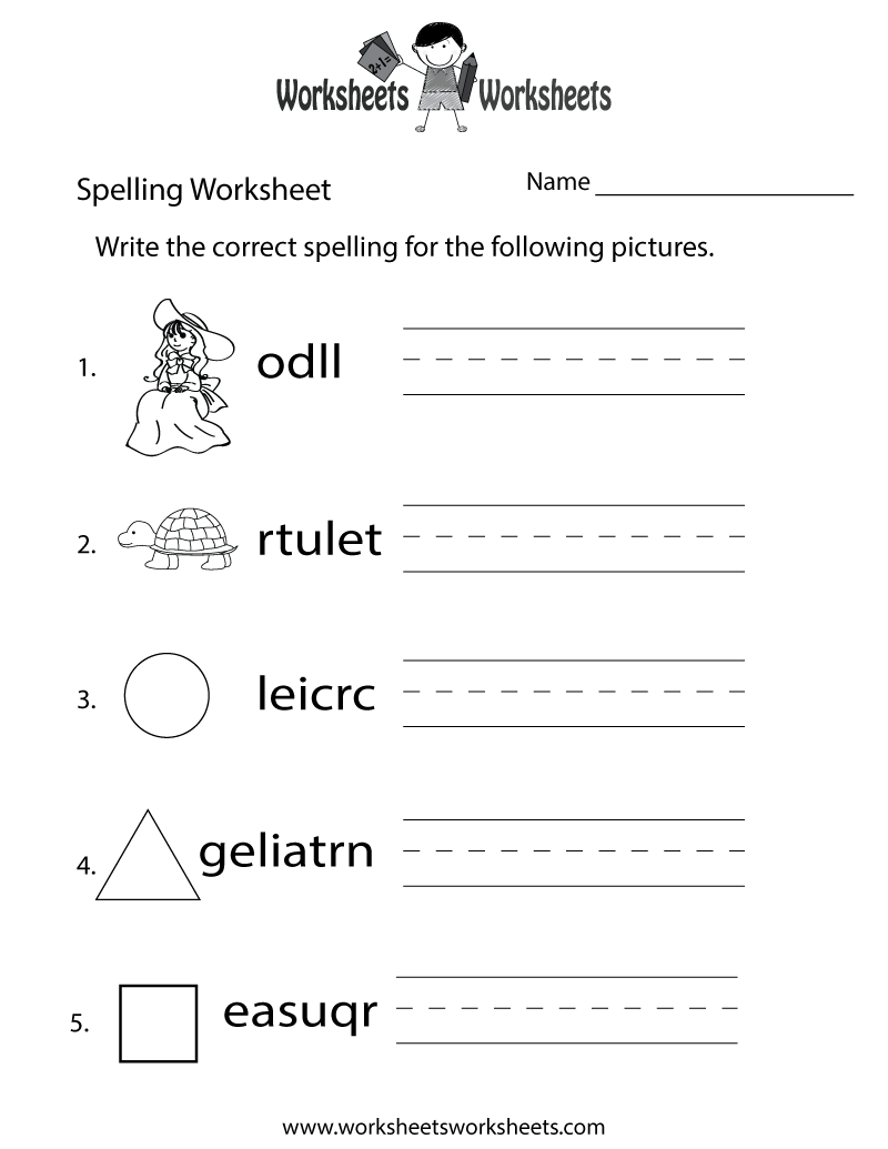 Spelling Printable Worksheets Free
