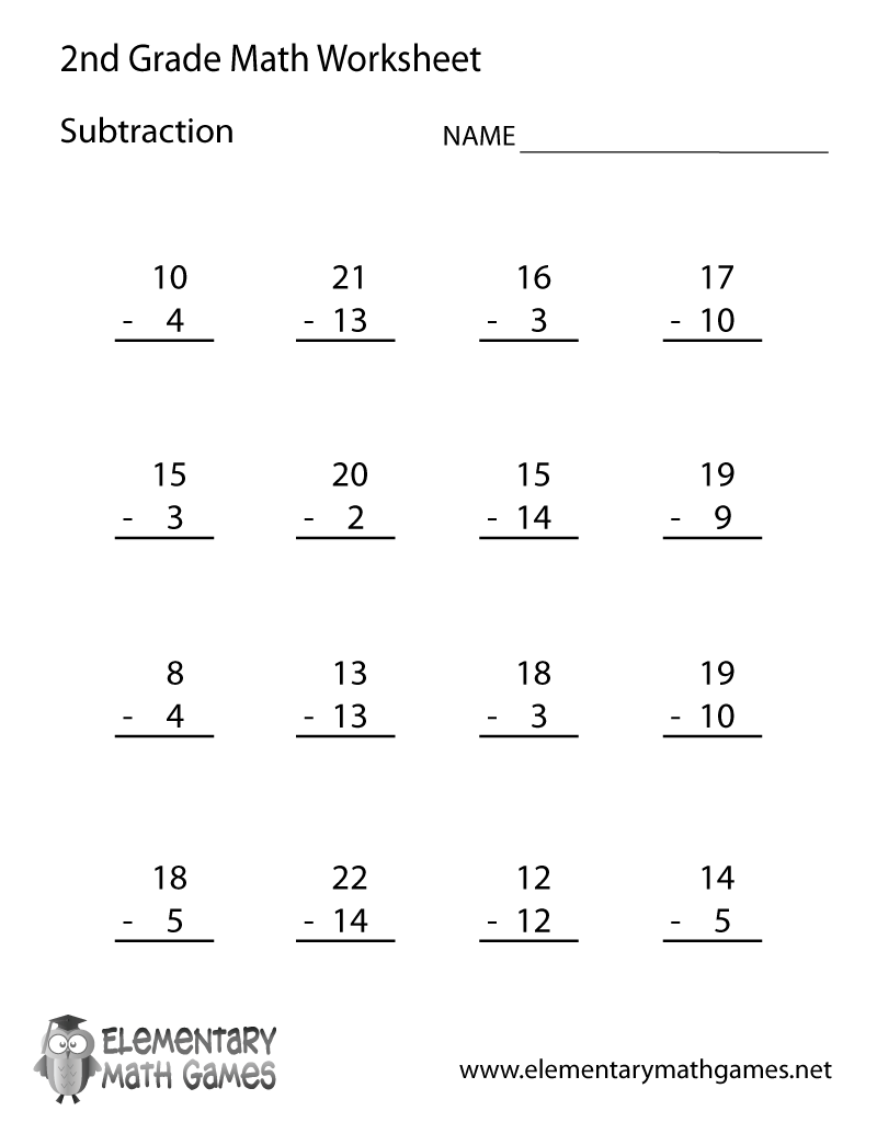 Free Printable Subtraction Worksheet For Second Grade Worksheets 