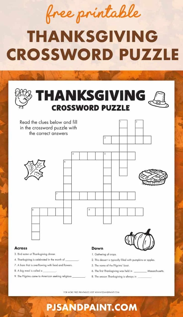 Free Printable Thanksgiving Crossword Puzzles