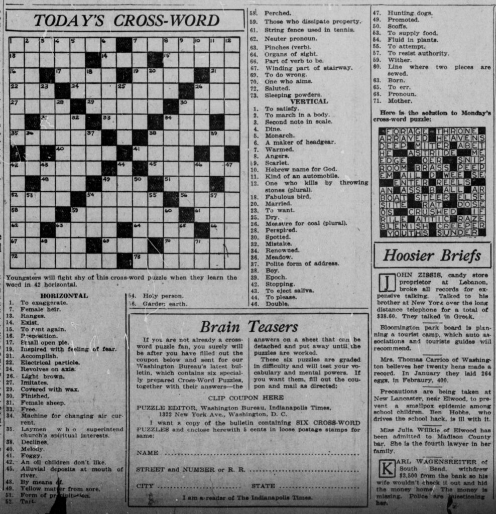 Difficult Sunday Crossword Puzzles Printable