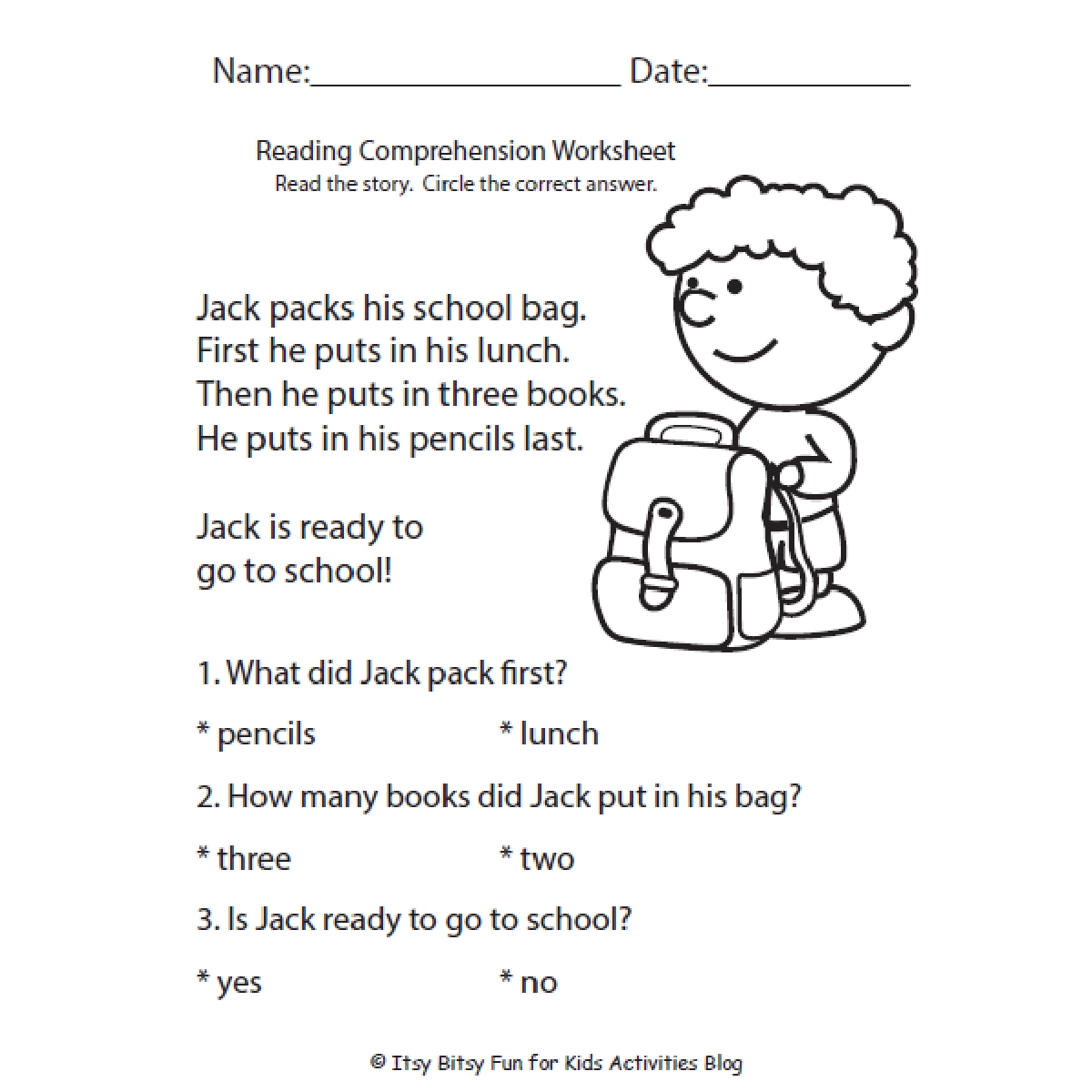 Free Printable Reading Worksheets 1st Grade