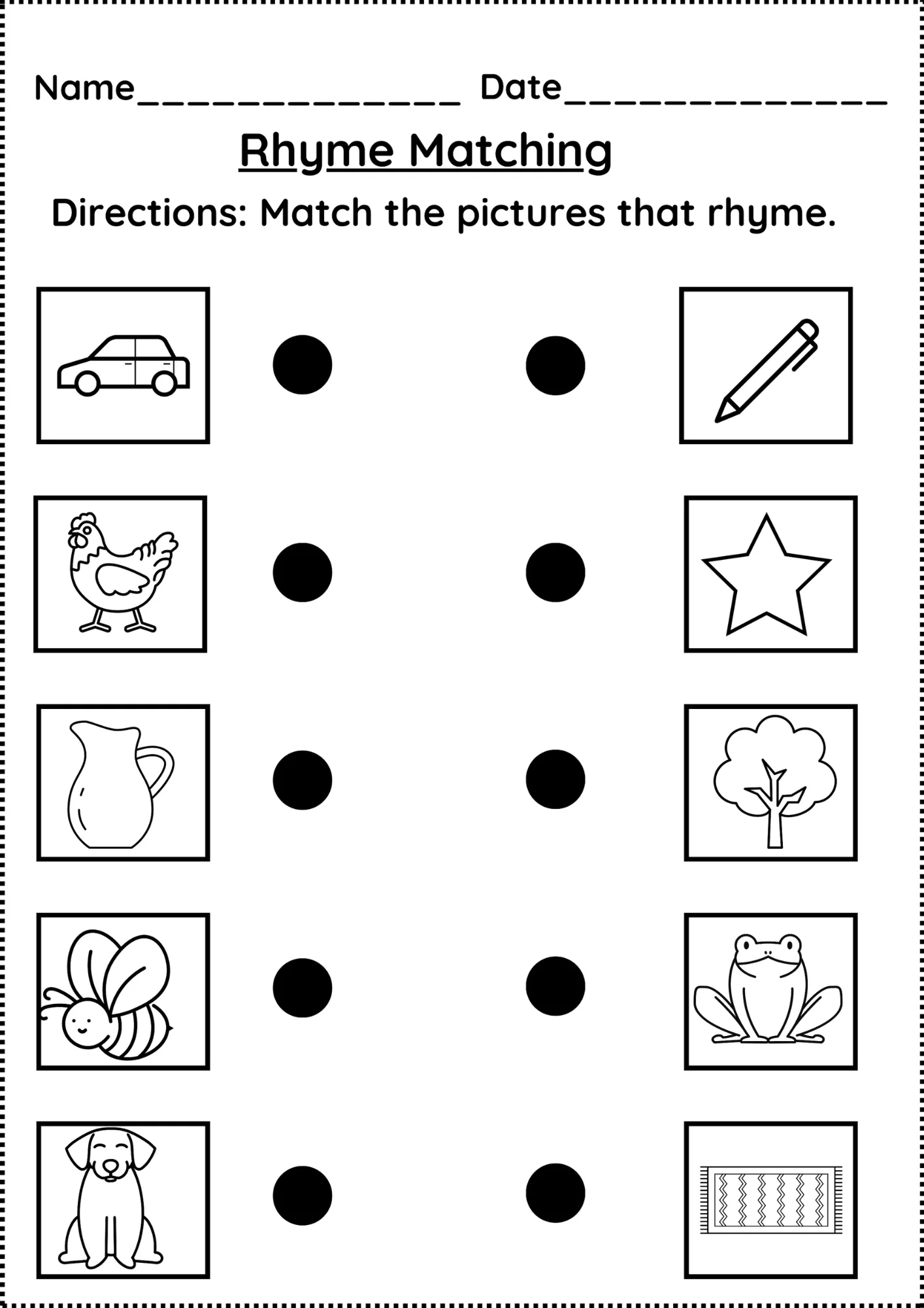 Free Printable Preschool Rhyming Worksheets