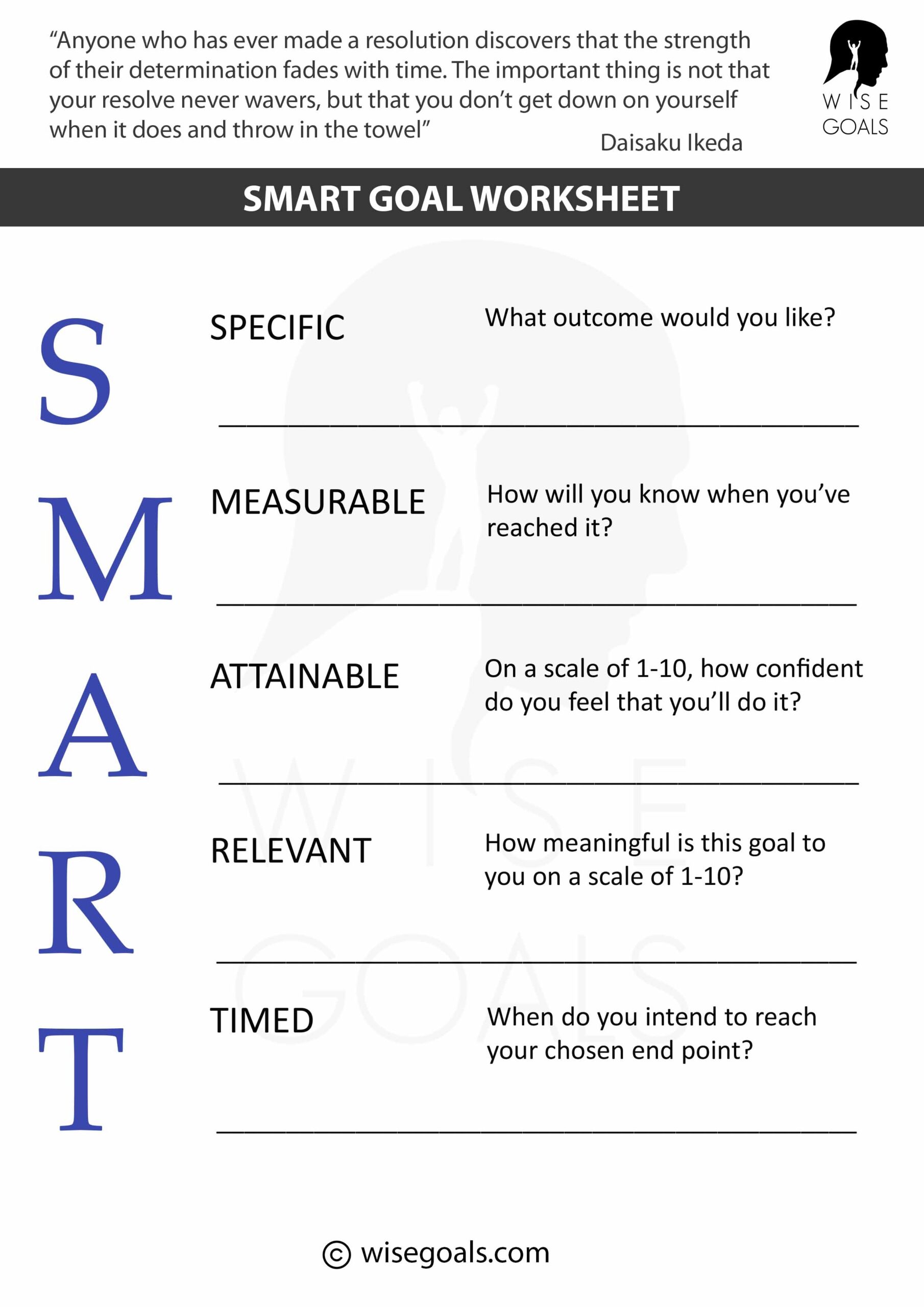 Smart Goal Setting Worksheet Printable