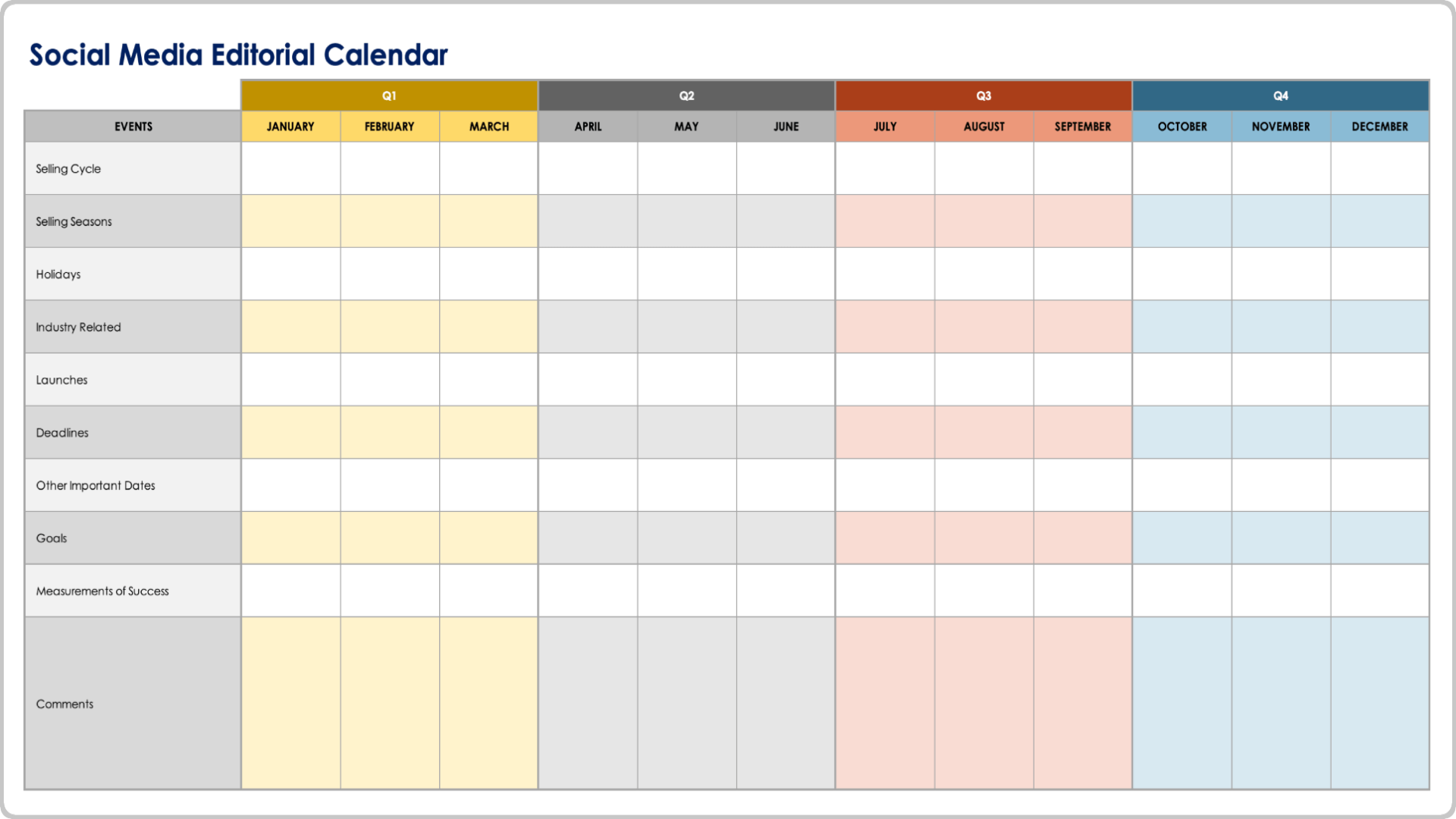 Printable Social Media Blank Calendar