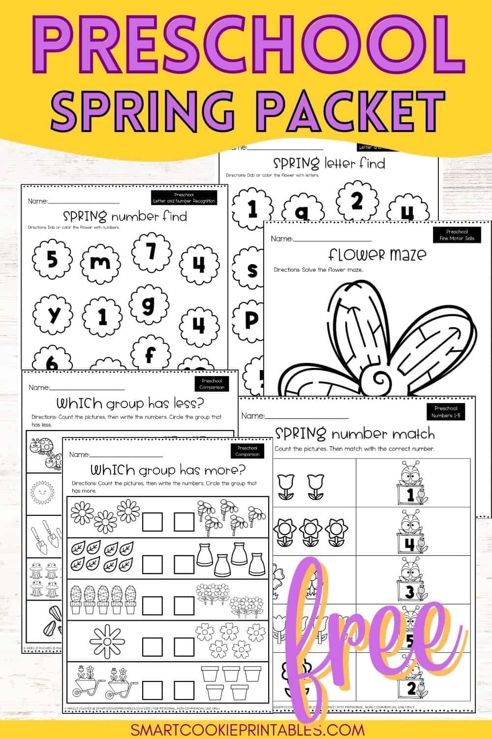 Free Spring Preschool Worksheets Printables Pack Smart Cookie 