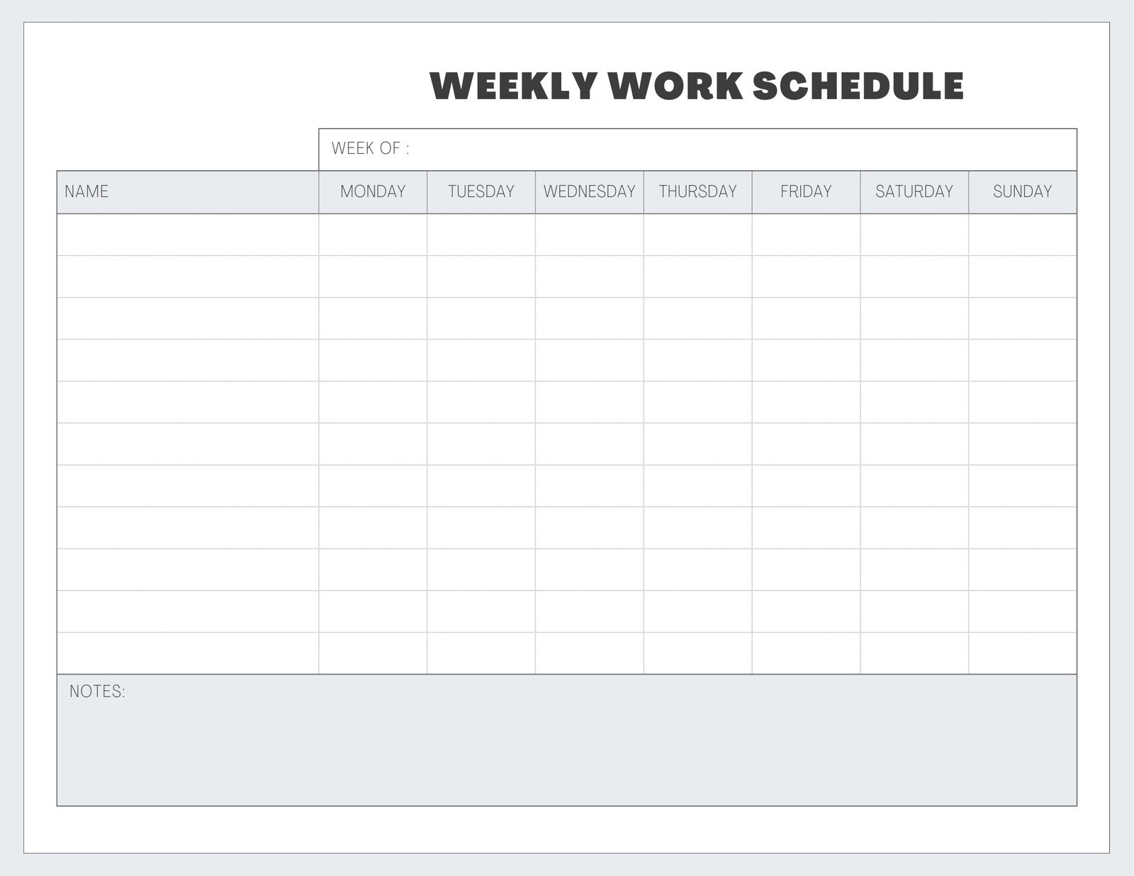 Free Template Weekly Employee Schedule Download Free Template 