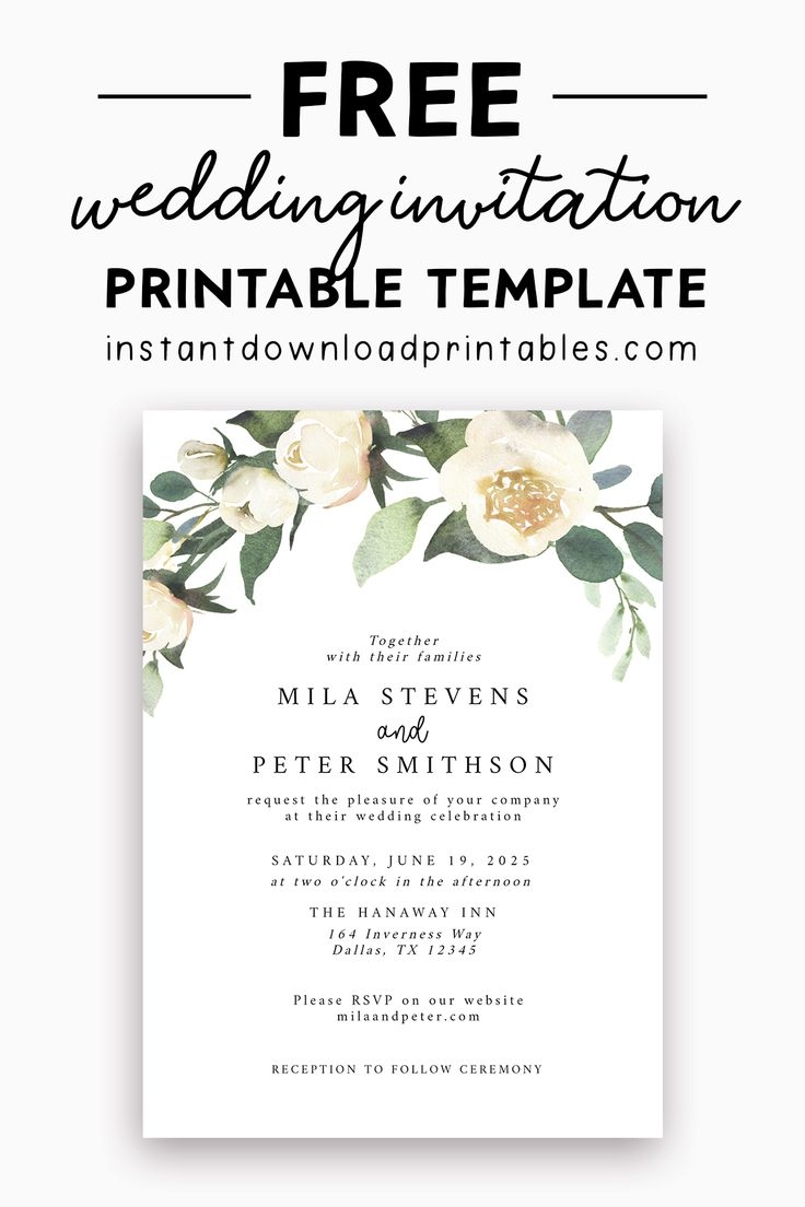 Free Wedding Invitation Templates Instant Download Printables 