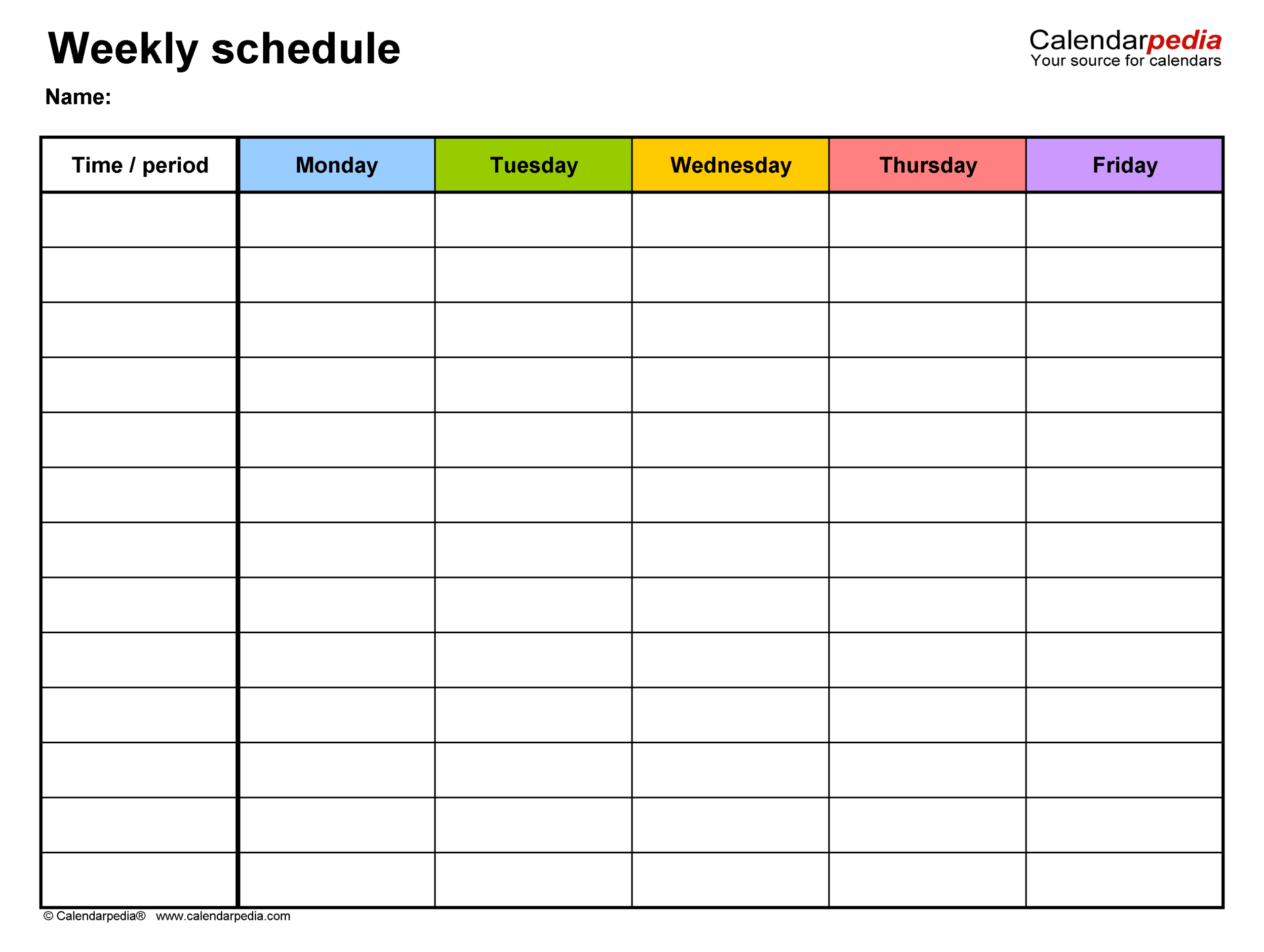 Blank Weekly Calendar Printable Word