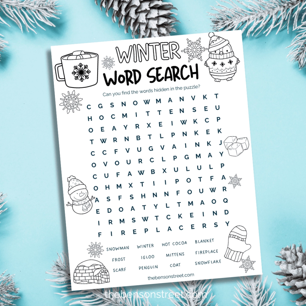 Word Search Puzzles Printable Winter Theme