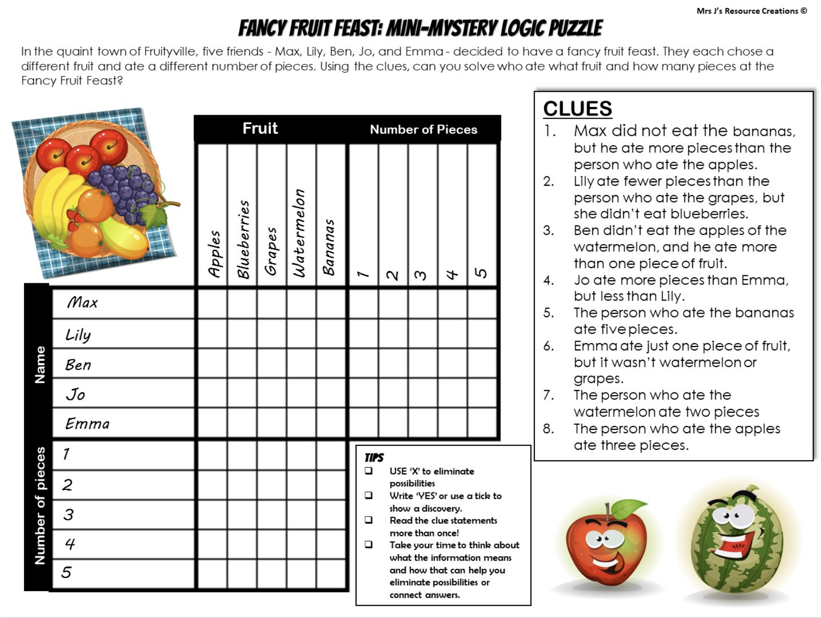 Logic Puzzles Printable Worksheets