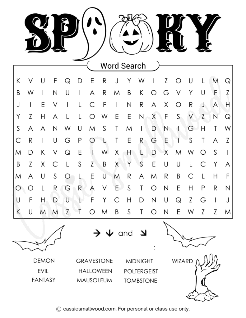 Free Printable Halloween Word Find Puzzles