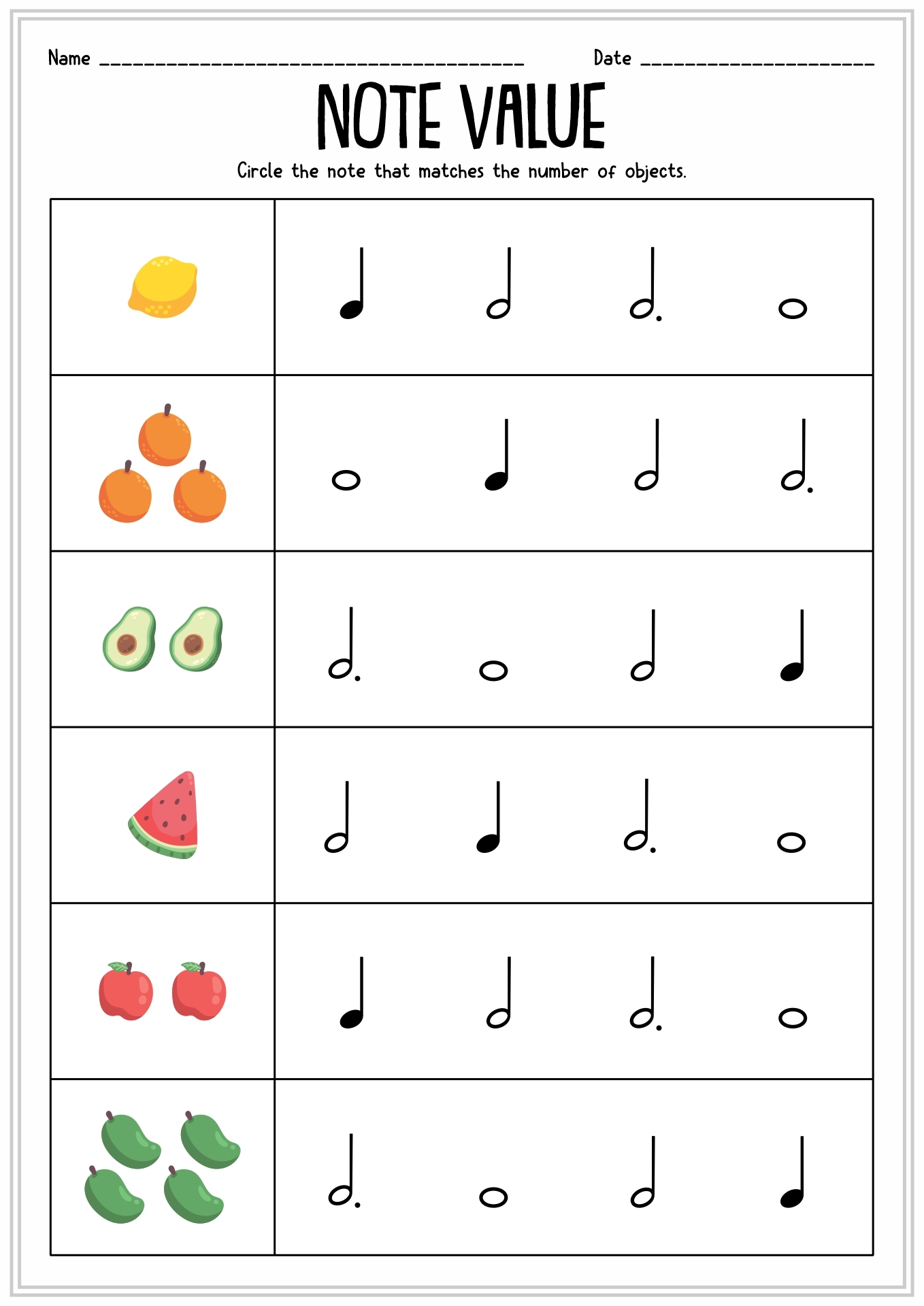Free Printable Preschool Music Worksheets