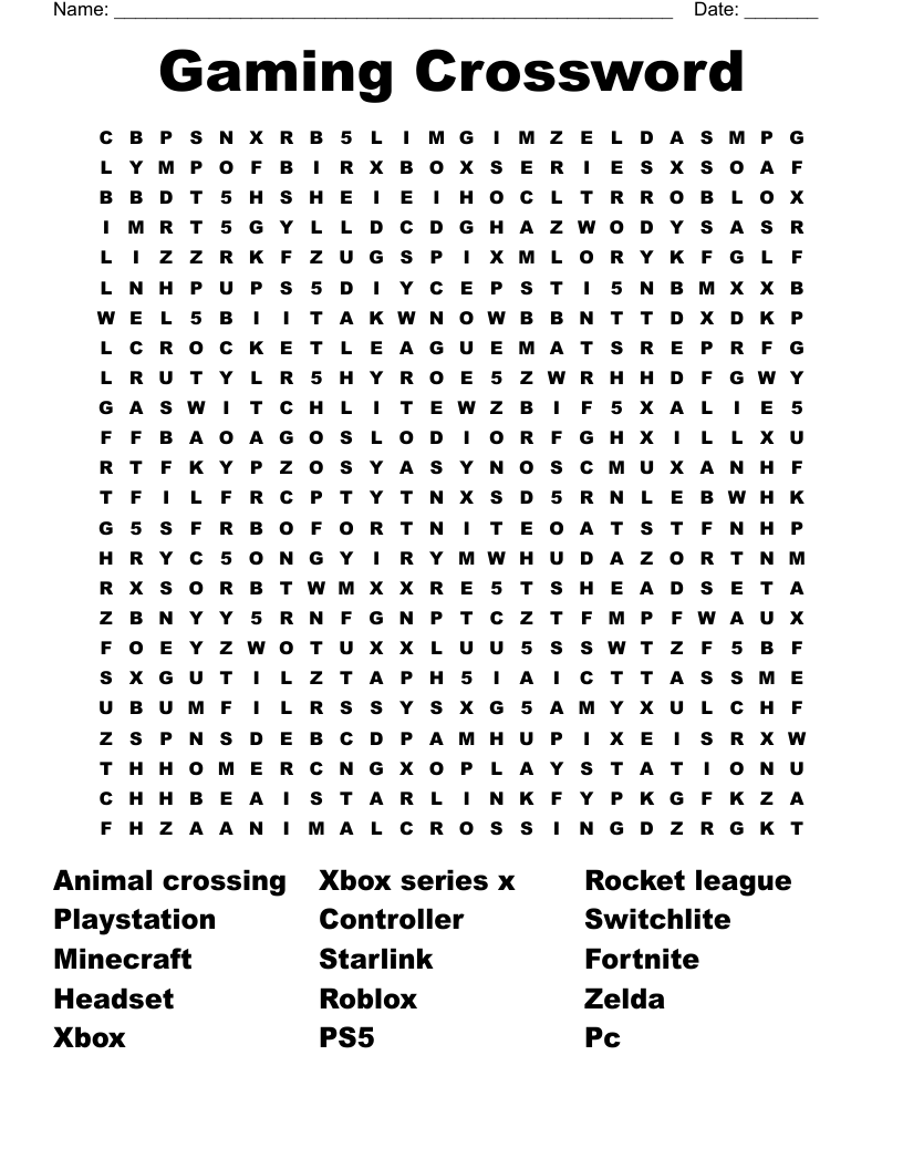Gamer Crossword Puzzles Printable