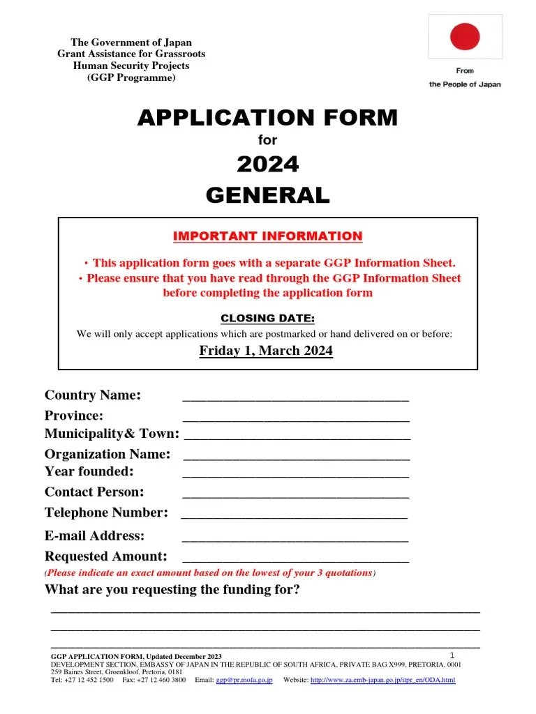 Japan Application Form 2024