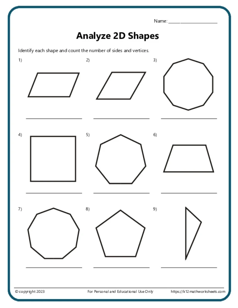 6th Grade Free Printable Worksheets Geometry