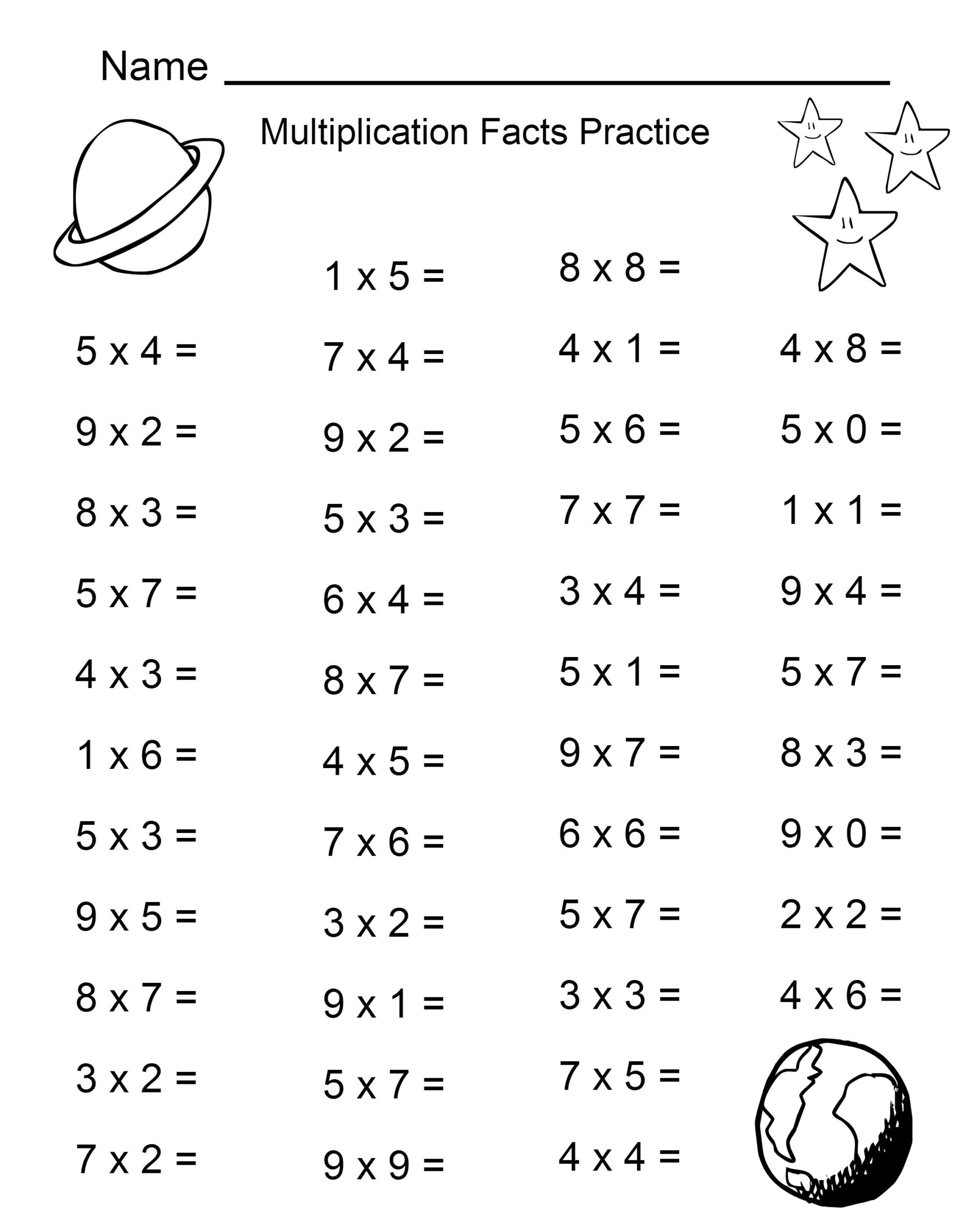 4th Grade Printable Worksheets Multiplication