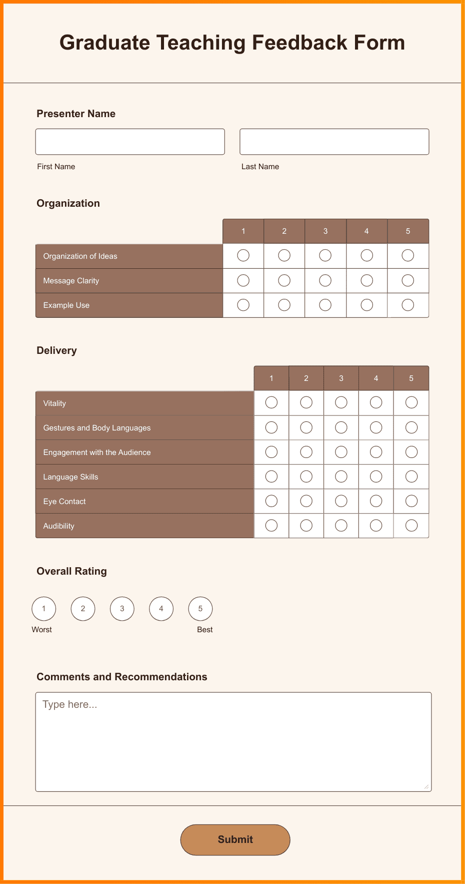 Graduate Teaching Feedback Form Template Jotform