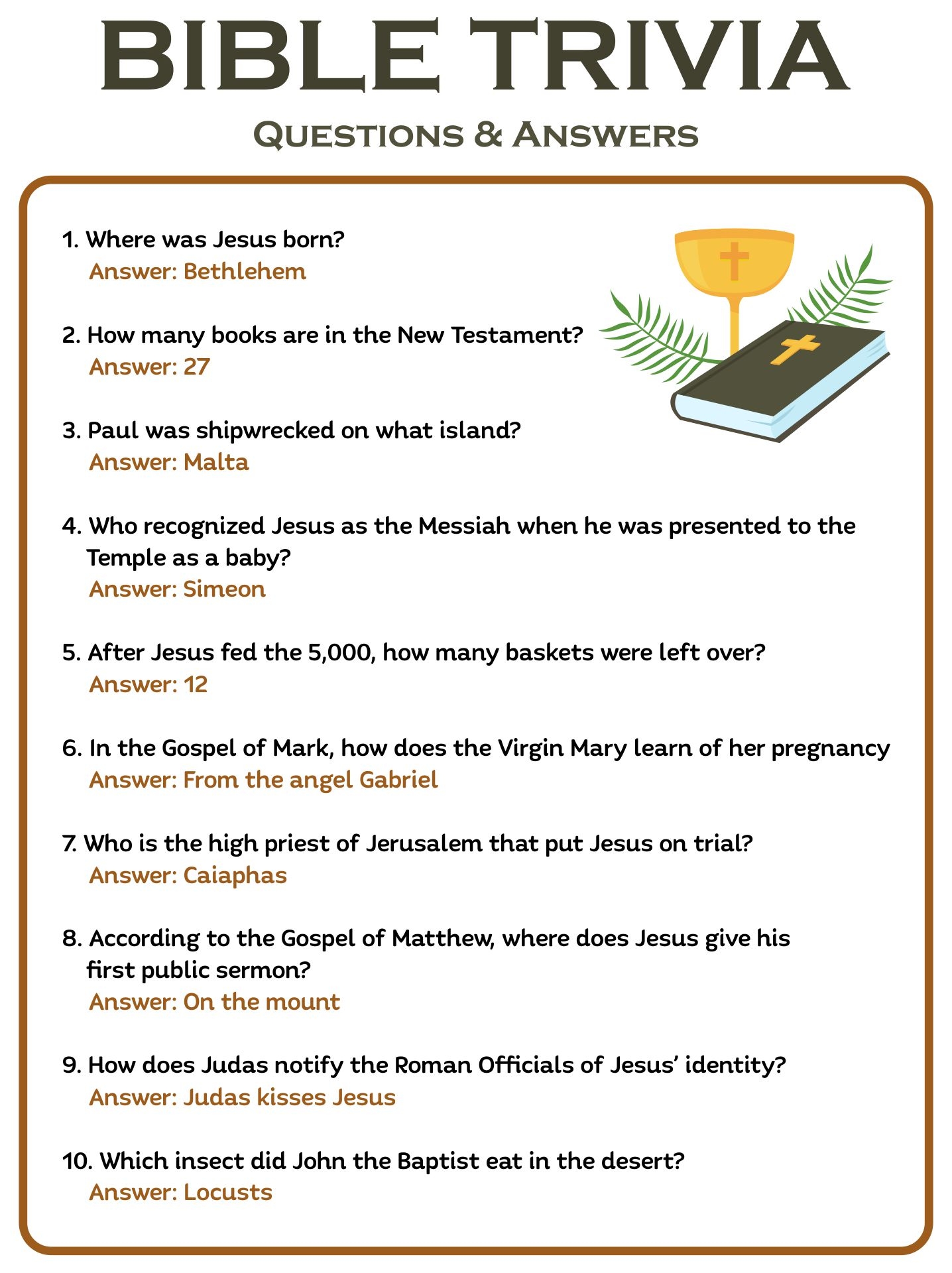 Printable Bible Worksheets