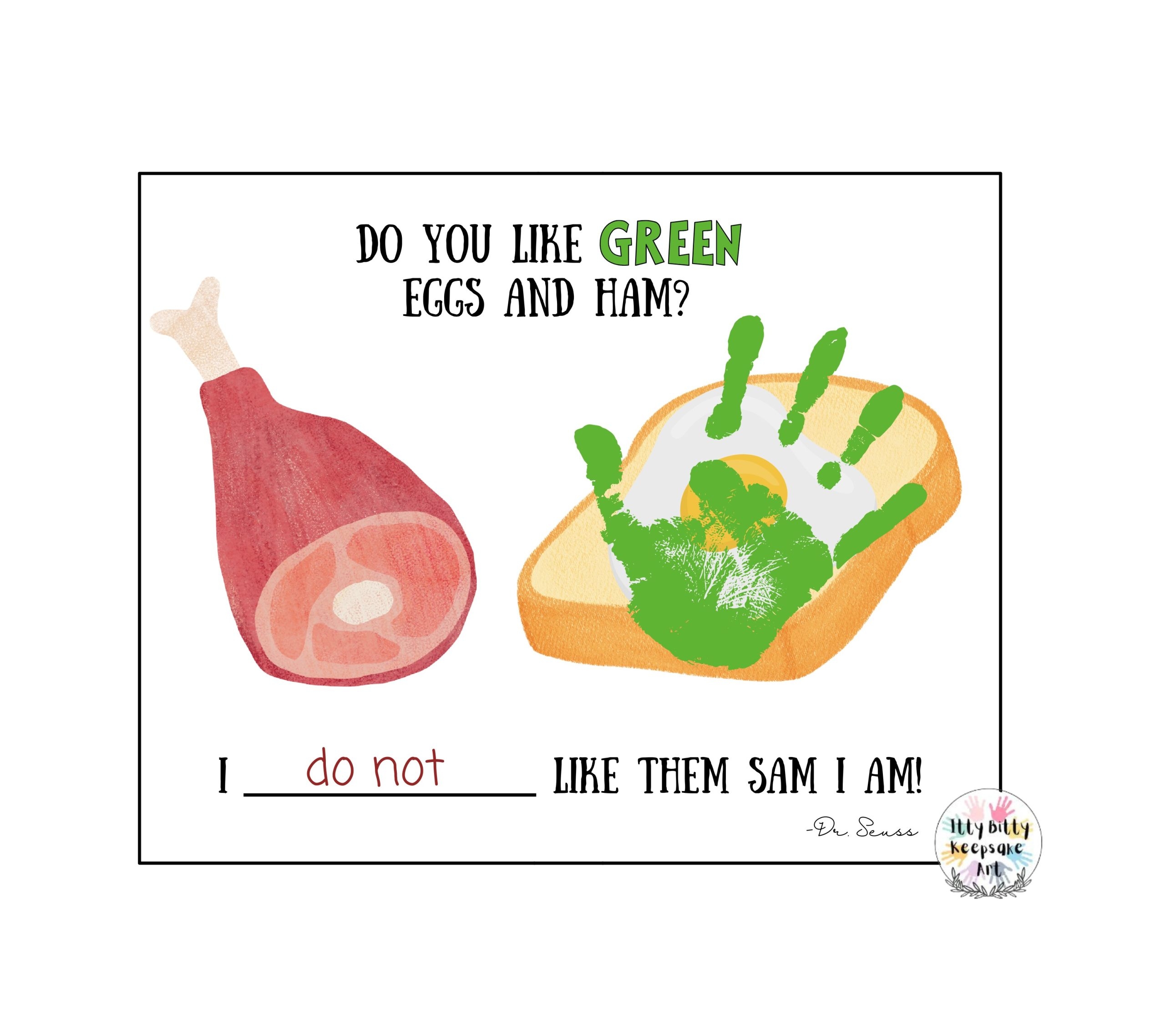 Green Eggs And Ham Handprint Art Craft Printable Template Dr 