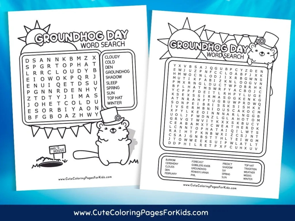 Groundhog Day Word Search Free Printable