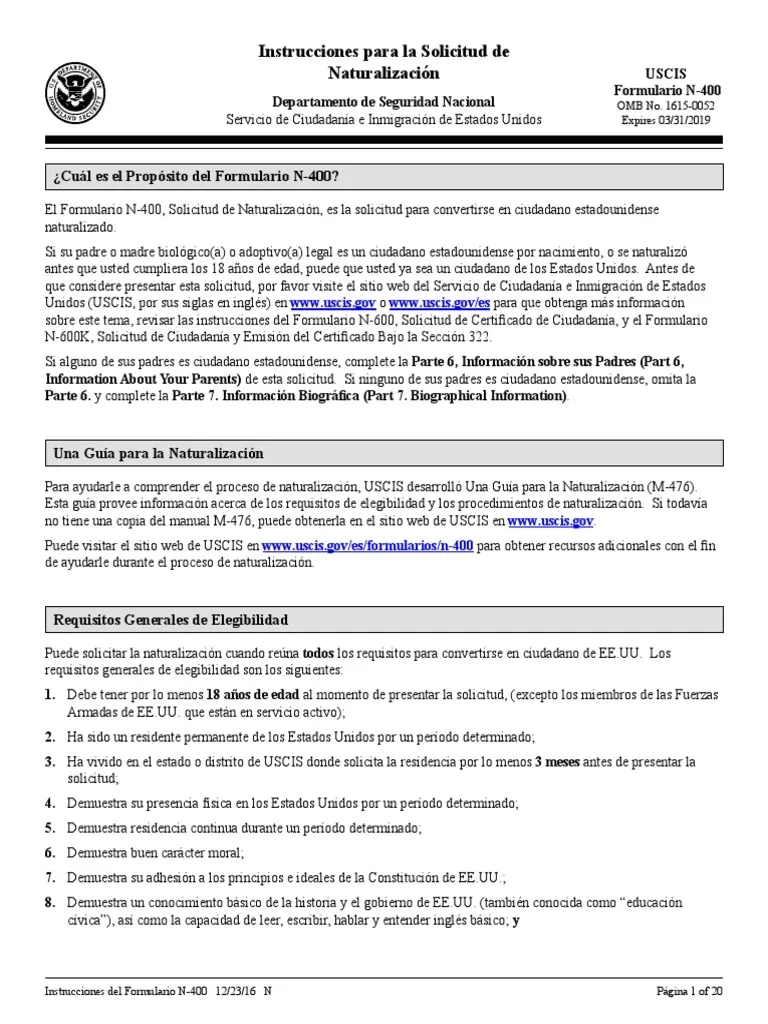 Gu a Completa Formulario N 400 USCIS PDF