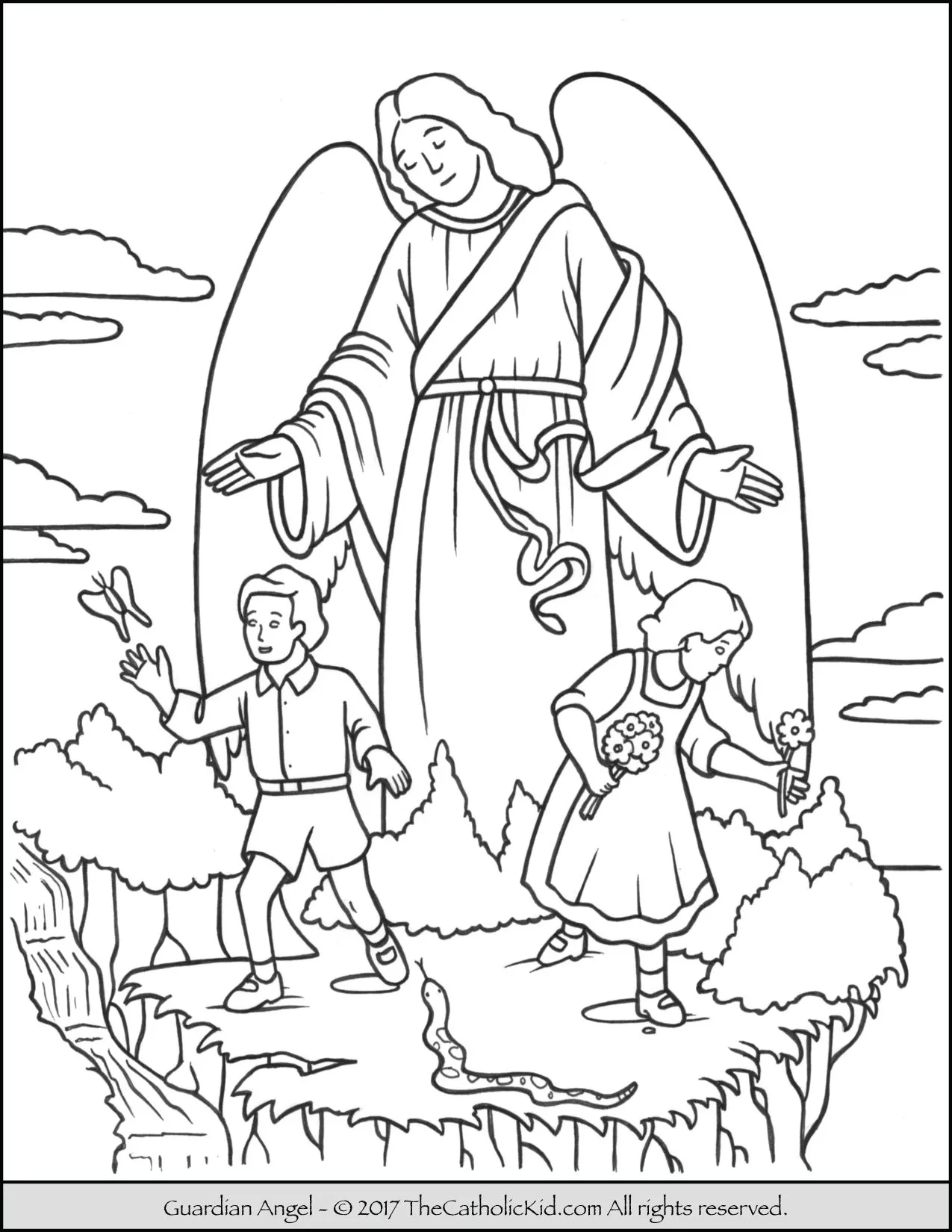 Guardian Angel Coloring Page 