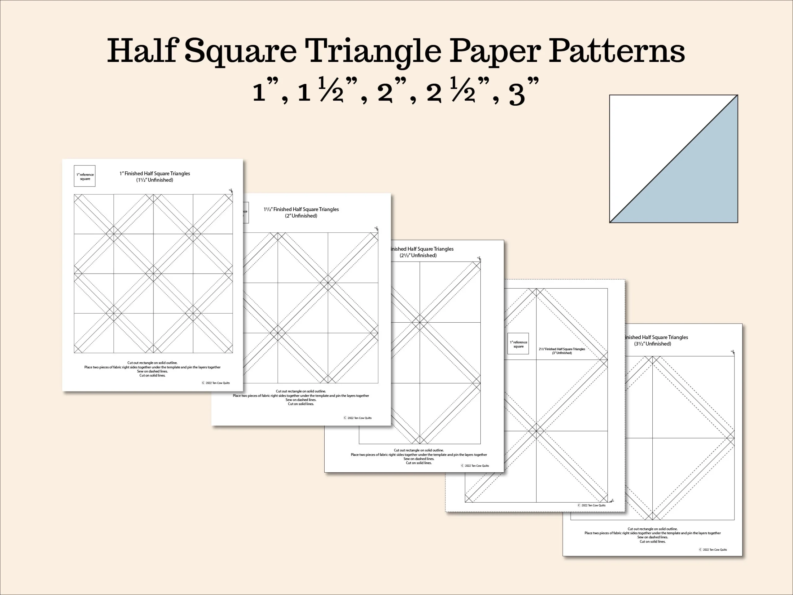 Half Square Triangle Patterns Foundation Paper FPP Print Your 