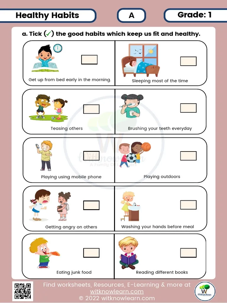 Free Printable Healthy Habits Worksheets