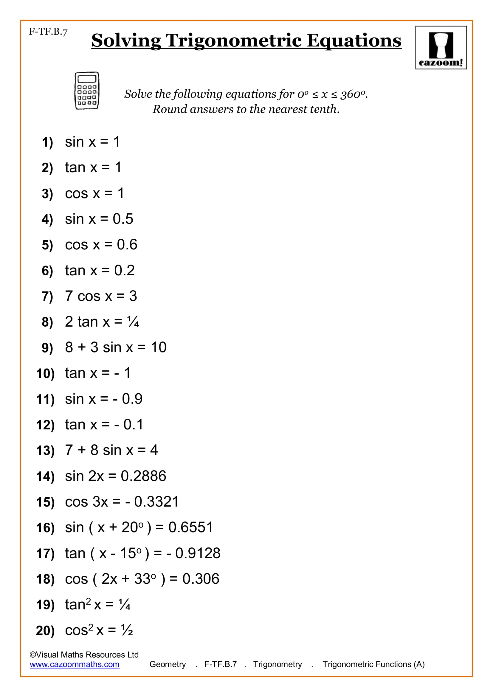 Free Printable Algebra Worksheets High School