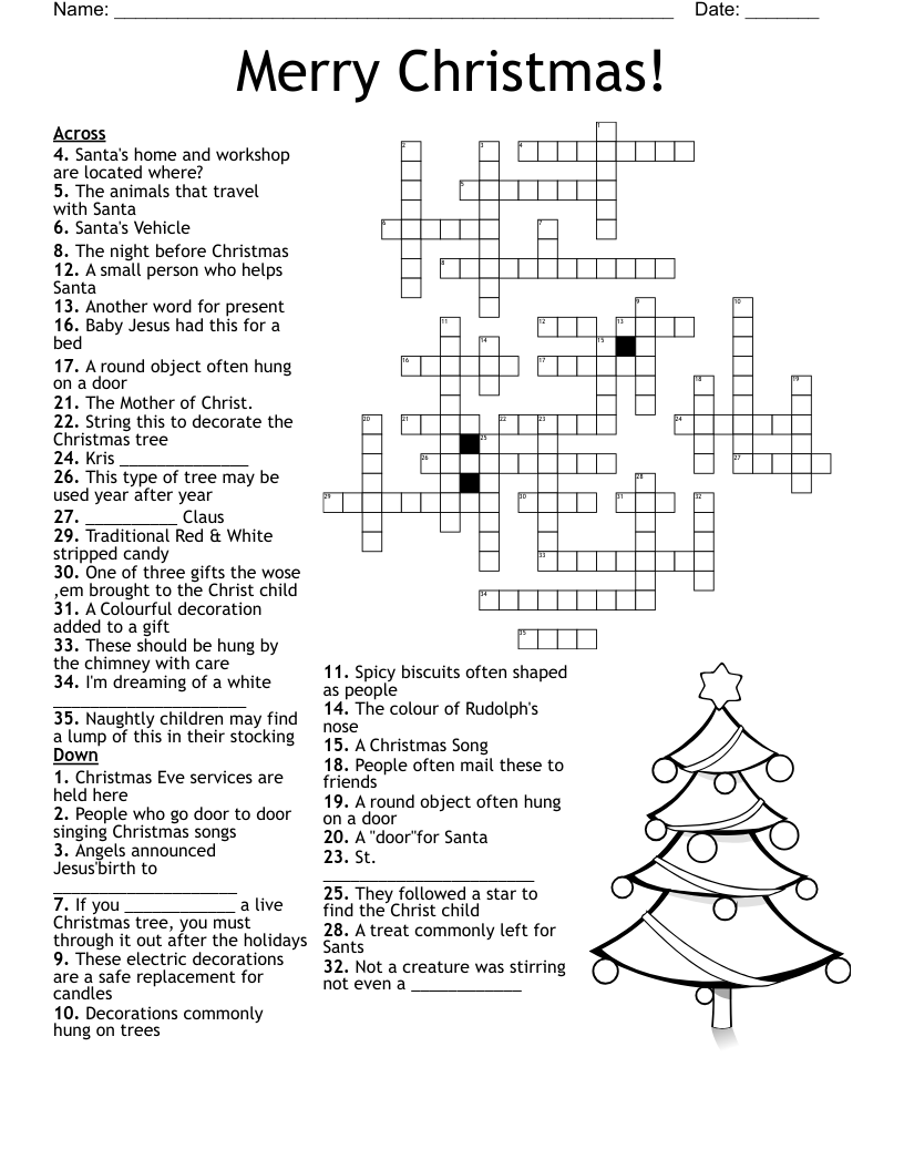 Christmas Crosswords Puzzles Printable