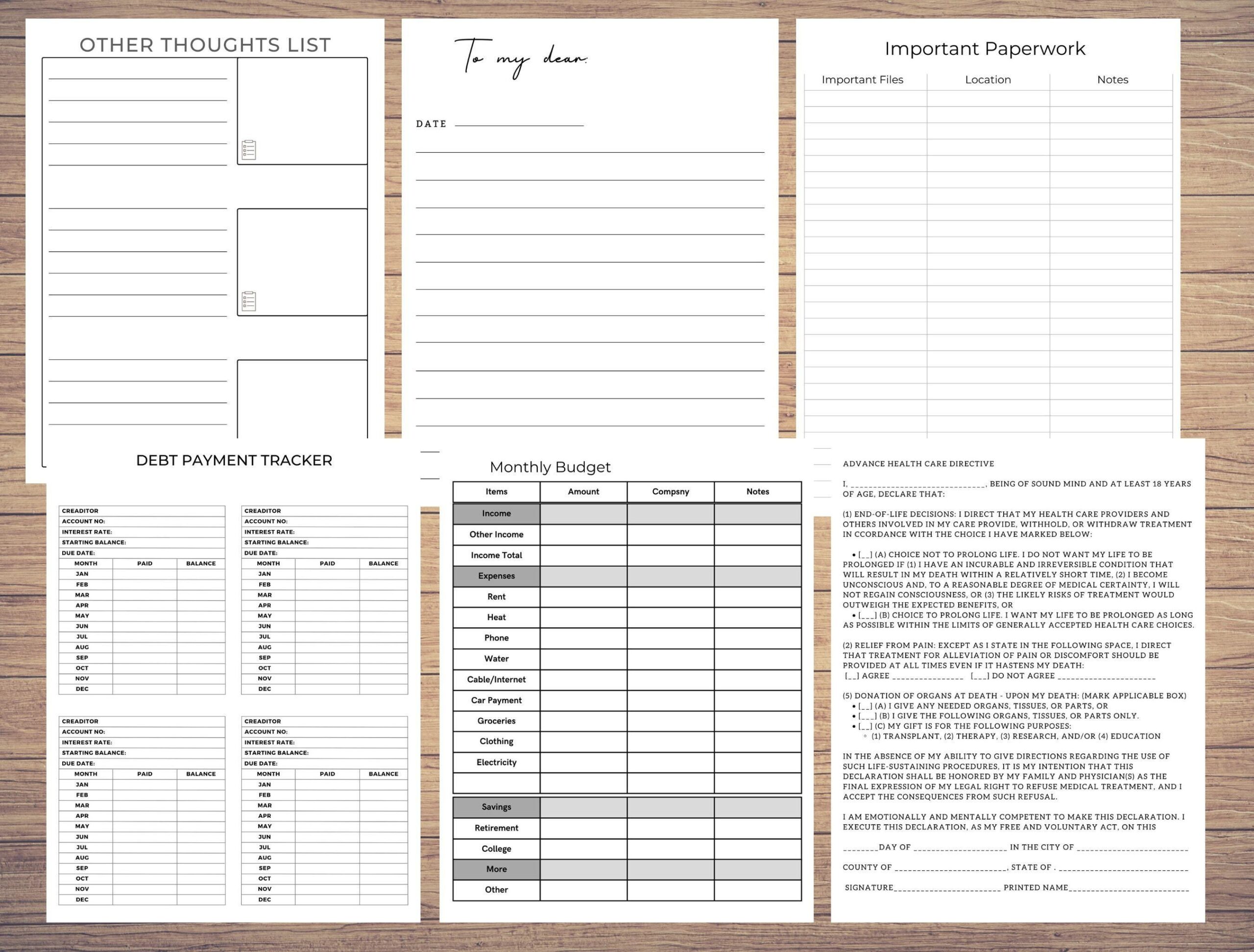 End Of Life Planner Free Printable