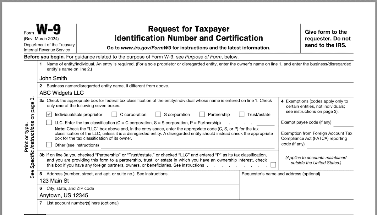 How To Complete W 9 For LLCs Multiple Examples LLCU 