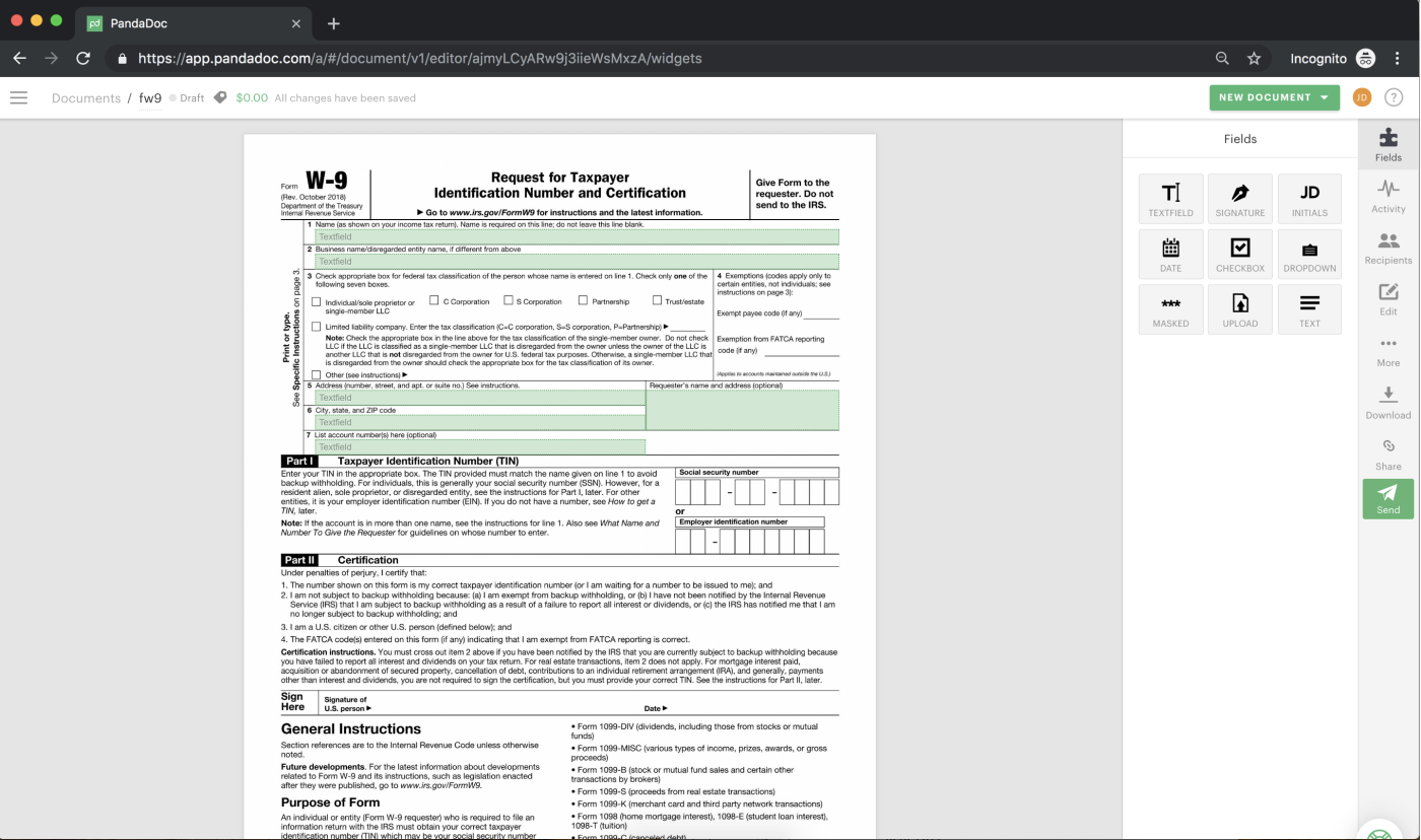 Online W9 Form Fillable Free