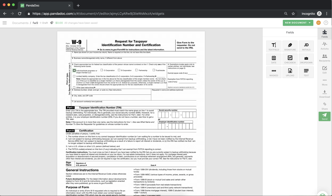 W9 Form Adobe