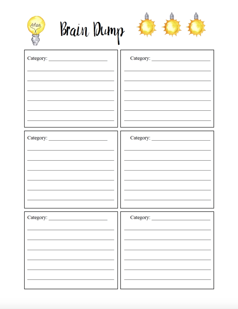 Free Printable Brain Dump Template