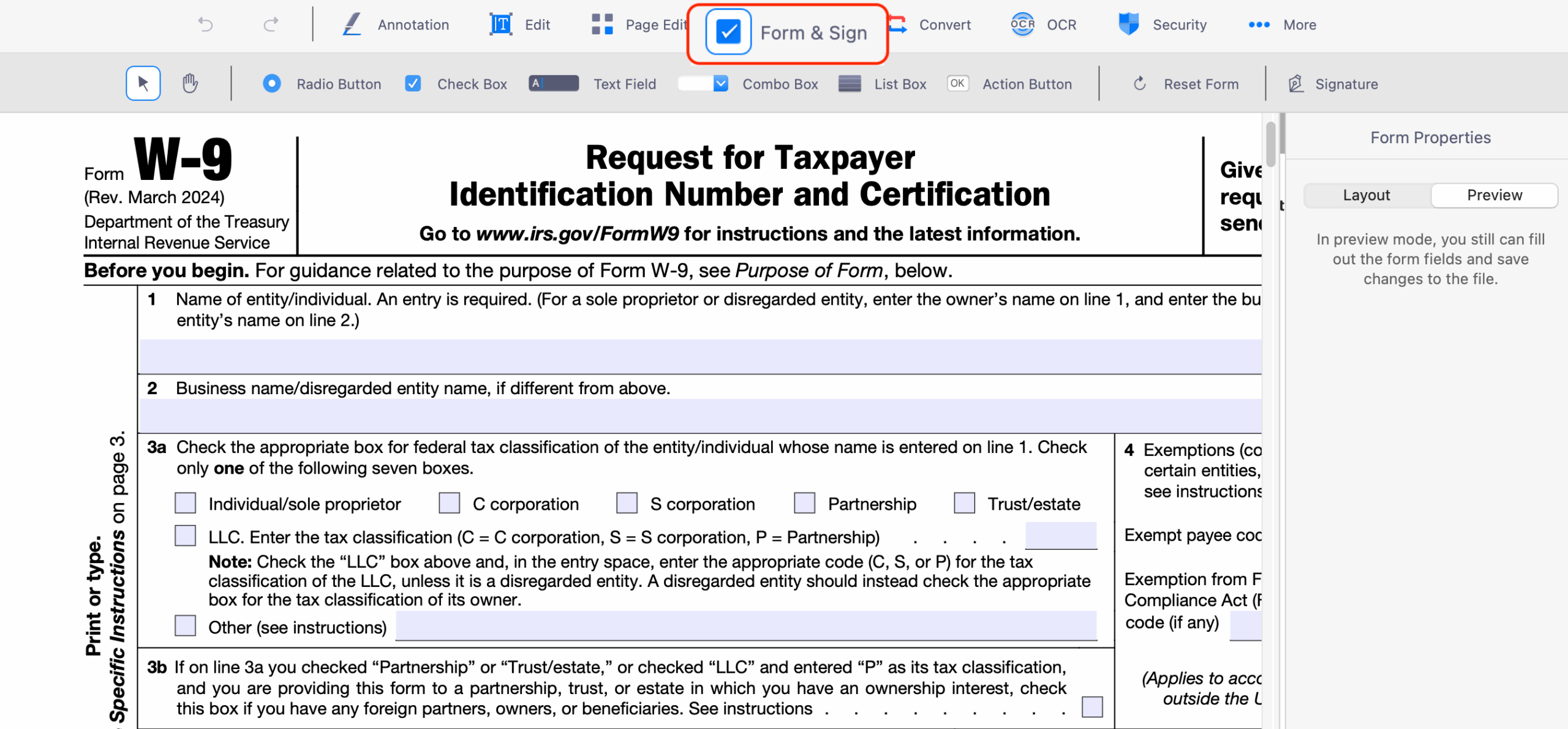 W9 Form Usage