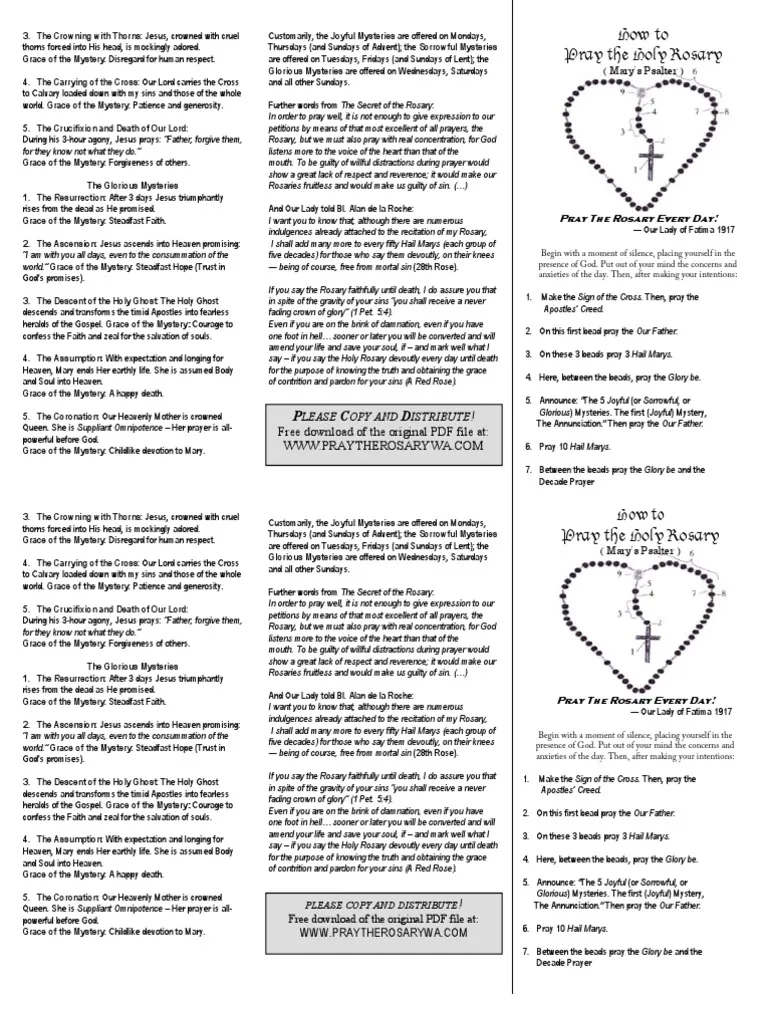 How To Pray The Holy Rosary Free Download Of The Original PDF 
