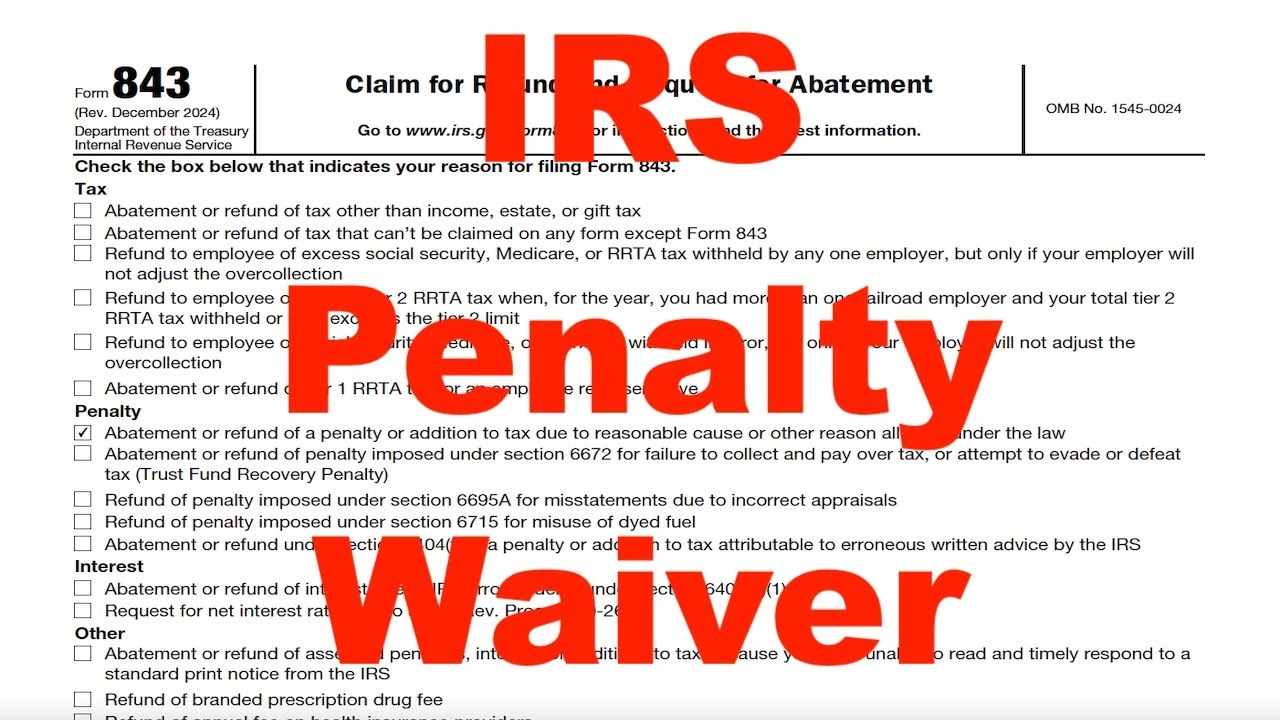 How To Request The IRS First Time Penalty Abatement Waiver First Time Abate Program Form 843