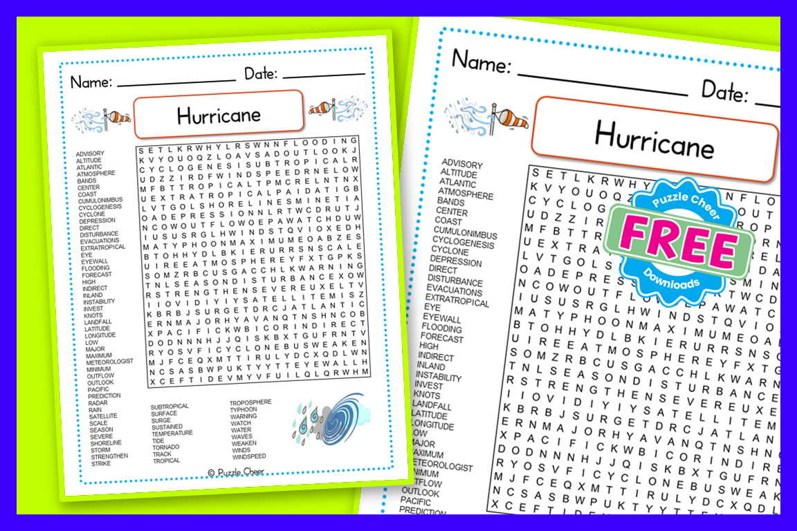 Hurricane Word Search Printable Free