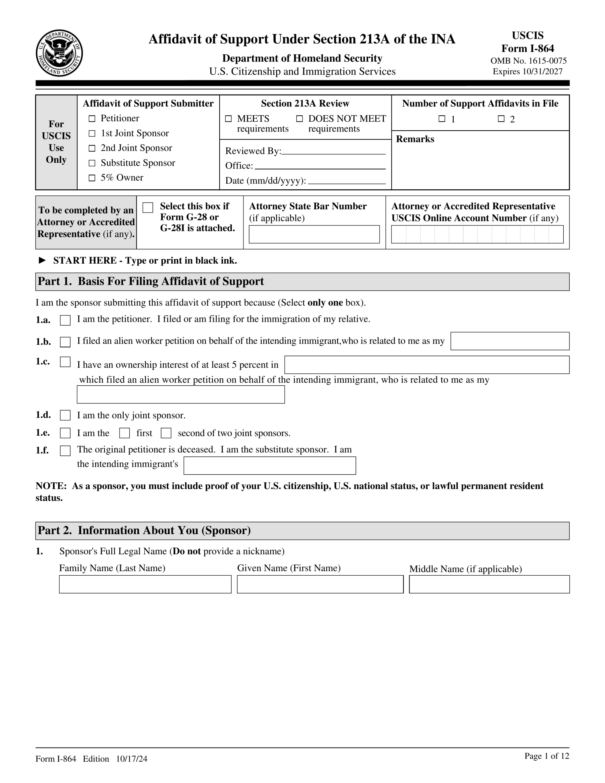 I 864 Form 2024 2025 Fill amp Download With PDF Guru