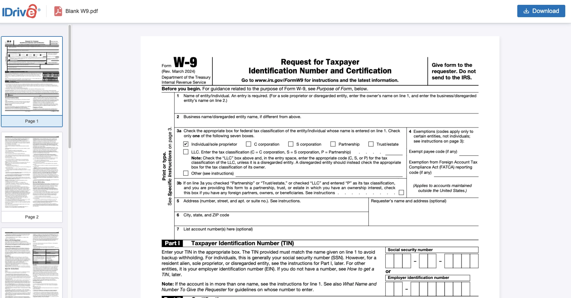 W-9 Form 2020 Printable Pdf