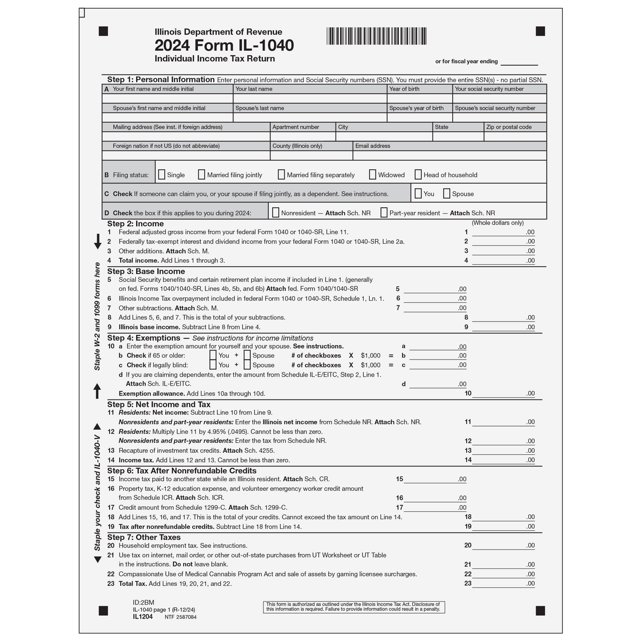 Illinois Form 1040 X
