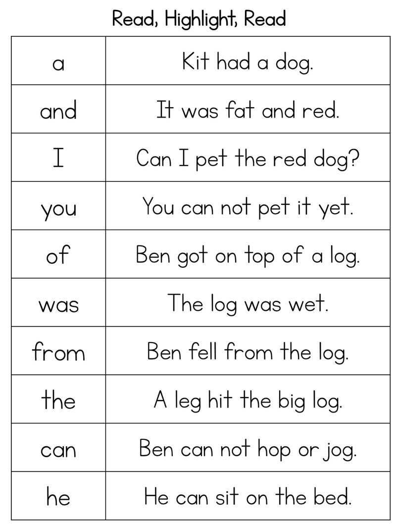 Free Printable Sight Words Worksheets Reading