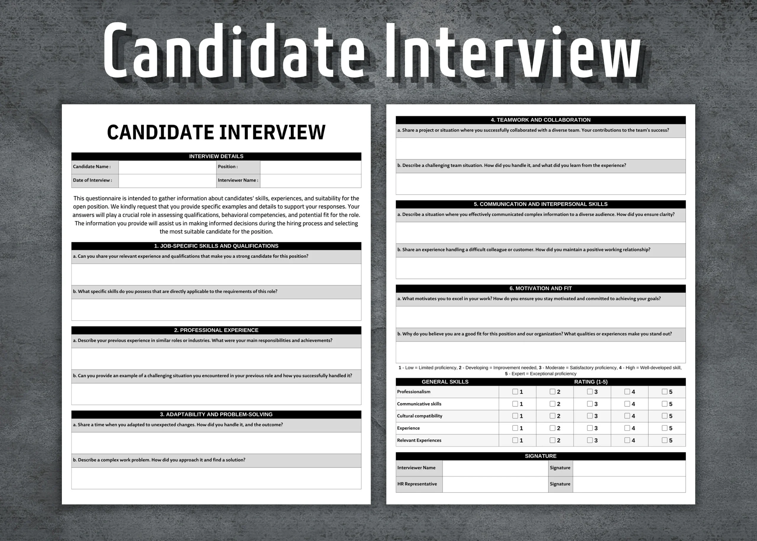 Interview Questions Template Employee Behavioral Questionnaire 